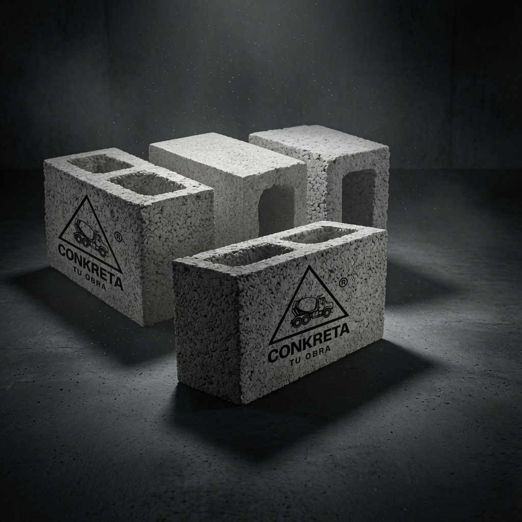 High-quality construction concrete blocks stacked neatly, showcasing durable masonry materials for industrial building projects.