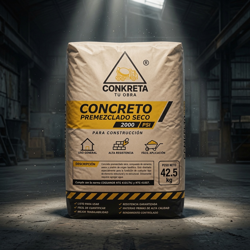 Dry premixed concrete blend in a pile, showcasing a uniform mixture of cement, sand, and aggregates ready for adding water.