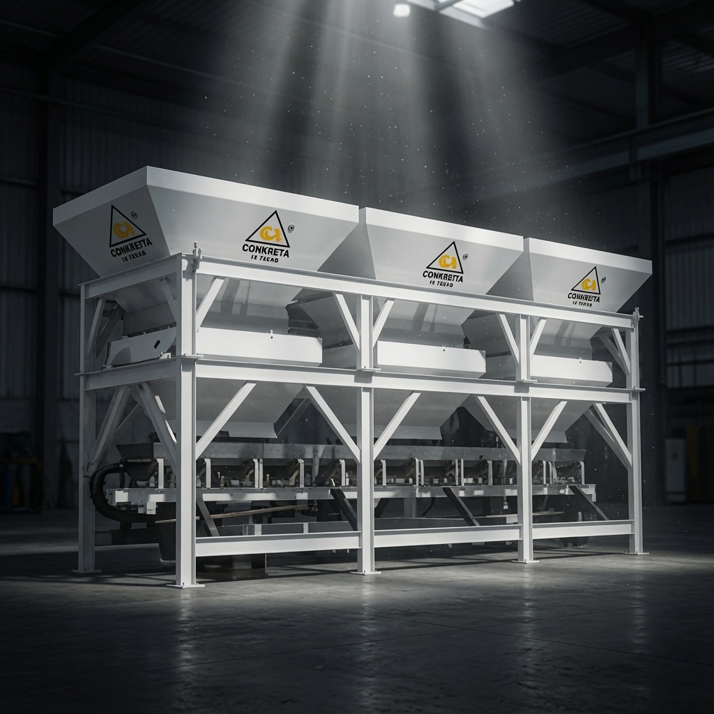 Fixed concrete batching plant for continuous operation.