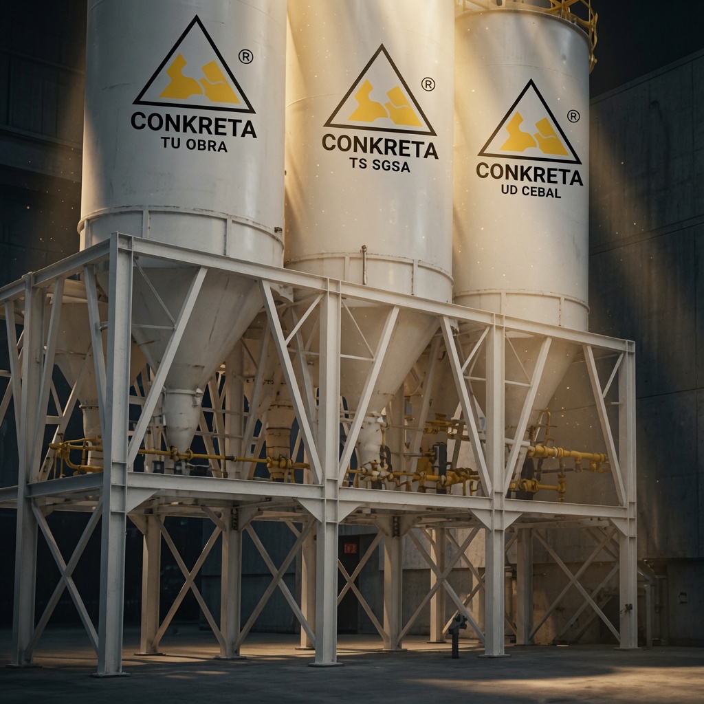 Vertical cement storage silo for high-capacity fixed storage.